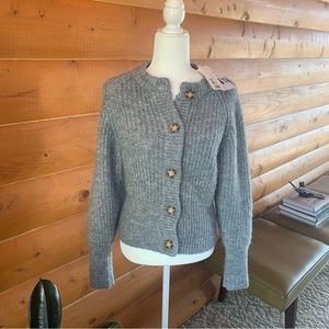 NWT Zara Grey Cardigan Sweater Button Up